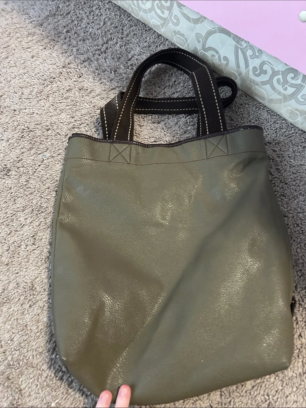 Chala Olive and Orange Fox Appliqué Tote